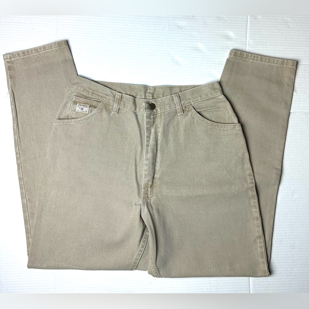 Vintage Wrangler for Women Tan Denim Jeans Size 14 x 30 Tapered‎ Leg High Rise